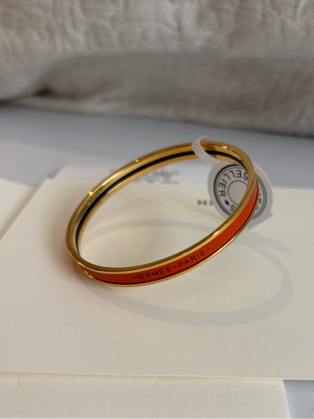Hermès Orange and Yellow Gold Uni Bangle Bracelet